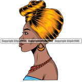 Black Woman African American Female Nubian Lady Queen Cartoon Character Girl Face Portrait Head Model Hair Afro Braid Turban Dress Jewelry Color Art Design Logo Clipart SVG