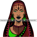 Black Woman African American Female Nubian Queen Lady Cartoon Character Girl Portrait Head Face Model Hair Afro Braid Turban Dress Jewelry Color Art Design Logo Clipart SVG