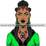 Black Woman African American Nubian Female Queen Lady Cartoon Character Girl Head Face Portrait Model Hair Afro Braid Turban Dress Jewelry Color Art Design Logo Clipart SVG