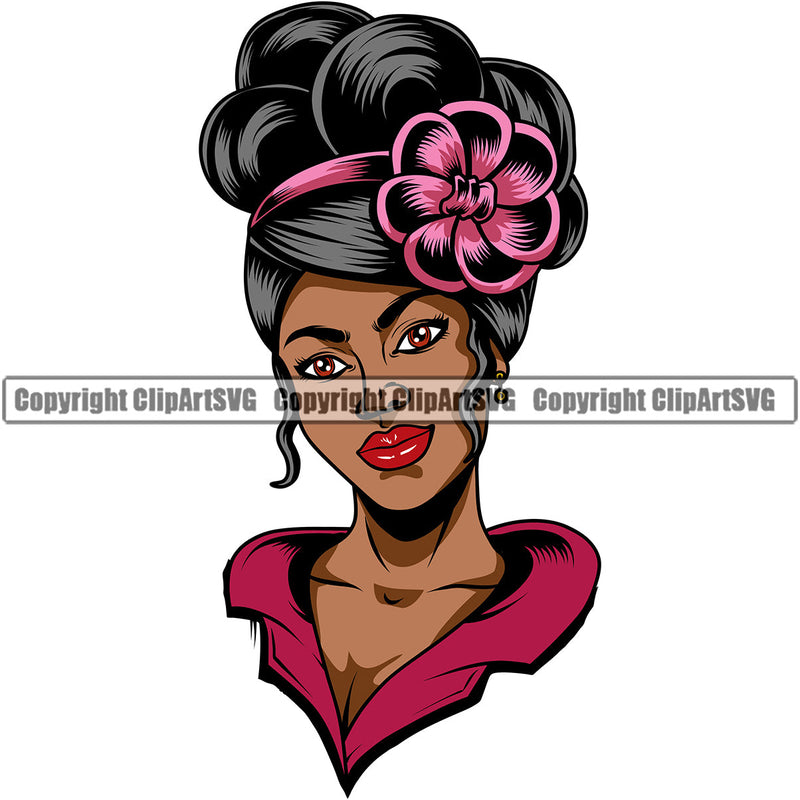 Black Woman African American Female Nubian Queen Lady Cartoon Character Girl Head Face Portrait Jewels Hair Style Braid Band Dress Jewelry Art Silhouette Design Logo Clipart SVG