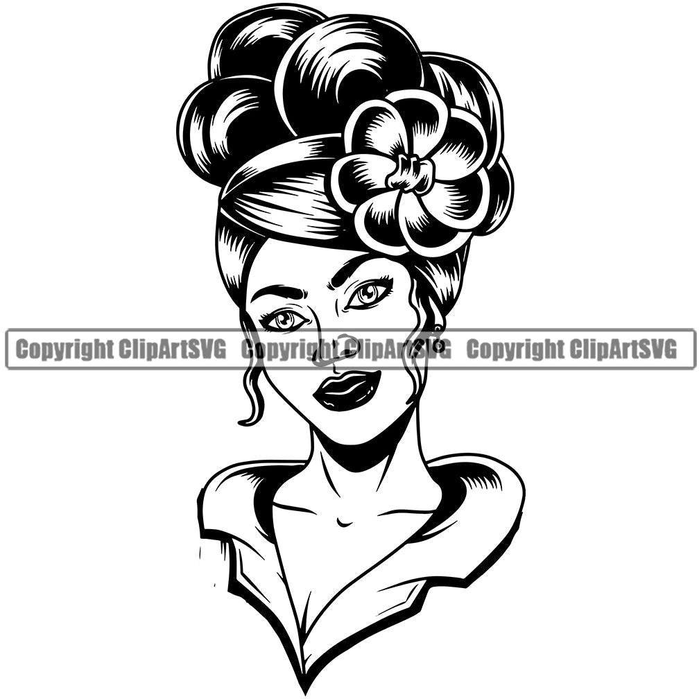 Black Woman African American Female Nubian Queen Lady Cartoon Character Girl Head Face Portrait Jewels Hair Style Braid Band Dress Jewelry Silhouette Art Design Logo Clipart SVG