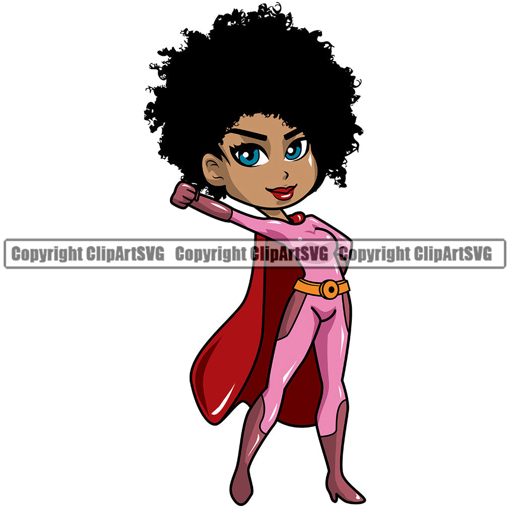 Black Woman African American Female Nubian Queen Lady Cartoon Character Girl Head Face Portrait Cute Hair Afro Big Eyes Lola Super Hero Silhouette Art Design Logo Clipart SVG