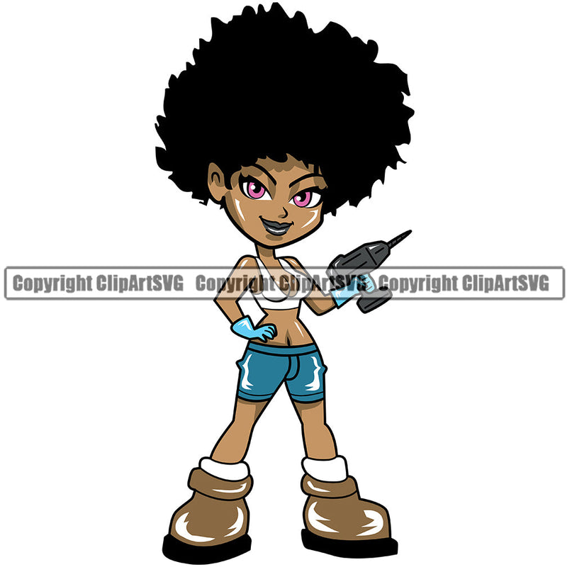 Black Woman African American Female Nubian Queen Lady Cartoon Character Girl Head Face Portrait Cute Hair Afro Big Eyes Lola Sexy Tool Tools Fashion Silhouette Art Design Logo Clipart SVG