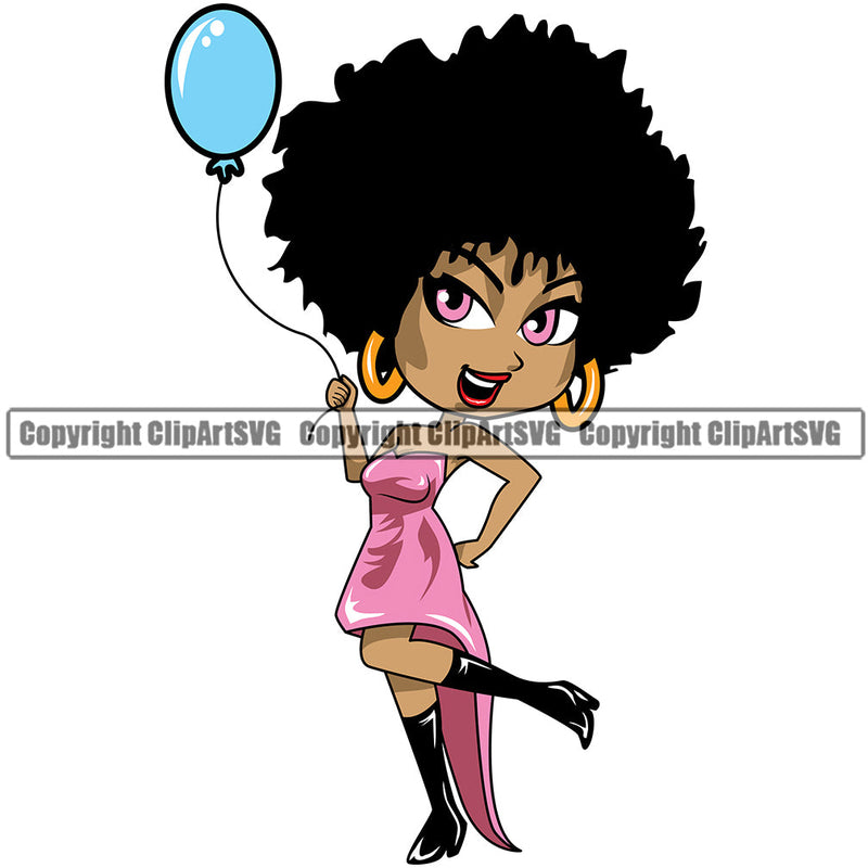 Black Woman African American Female Nubian Queen Lady Cartoon Character Girl Head Face Portrait Cute Hair Afro Big Eyes Lola Sexy Py Balloon Silhouette Art Design Logo Clipart SVG