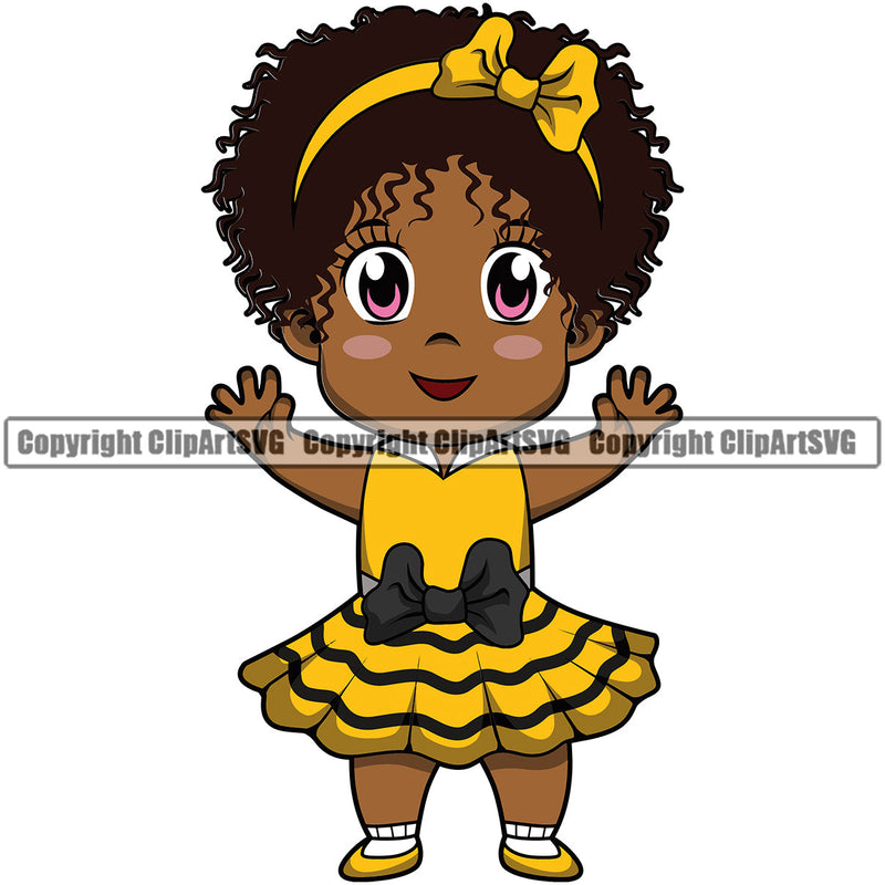 Black Woman African American Queen Female Nubian Lady Cartoon Character Girl Head Face Portrait Cute Baby Child Kid Hair Curls Bow Ribbon Skirt Dress Big Eyes Art Silhouette Design Logo Clipart SVG