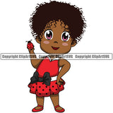 Black Woman African American Female Nubian Queen Lady Cartoon Character Girl Head Face Portrait Cute Baby Child Kid Hair Curls Bow Ribbon Skirt Dress Big Eyes Silhouette Art Design Logo Clipart SVG