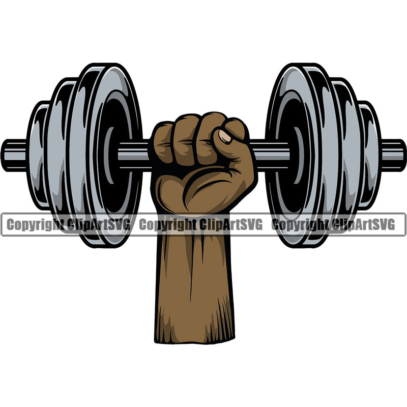 Bodybuilding Athlete Bodybuilder Fitness Trainer Gym Workout Training Muscle Sport Train Health Healthy Lifestyle Weightlifting Hand Holding Dumbbell Weight Bar Flex Fit Body Color Art Design Logo Clipart SVG