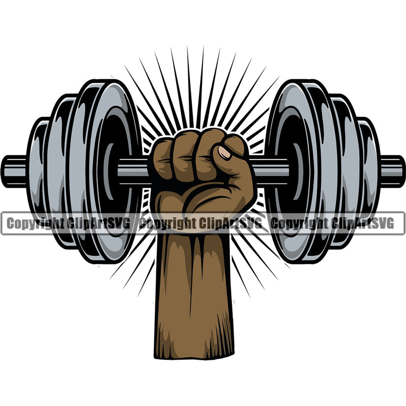 Bodybuilding Athlete Bodybuilder Fitness Trainer Gym Workout Training Muscle Sport Bodybuild Train Healthy Health Lifestyle Weightlifting Hand Holding Dumbbell Weight Bar Flex Fit Body Color Art Design Logo Clipart SVG
