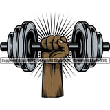 Bodybuilding Athlete Bodybuilder Fitness Trainer Gym Workout Training Muscle Sport Bodybuild Train Healthy Health Lifestyle Weightlifting Hand Holding Dumbbell Weight Bar Flex Fit Body Color Art Design Logo Clipart SVG