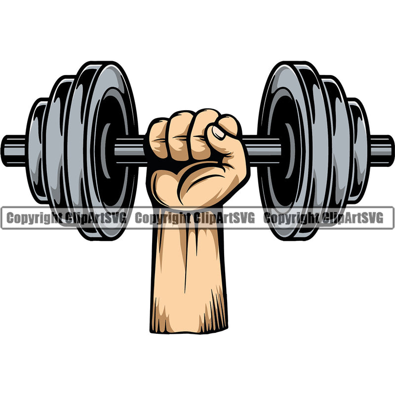 Bodybuilding Athlete Bodybuilder Fitness Trainer Gym Workout Training Muscle Sport Bodybuild Train Health Healthy Lifestyle Weightlifting Arm Holding Dumbbell Weight Bar Flex Fit Body Art Color Design Logo Clipart SVG