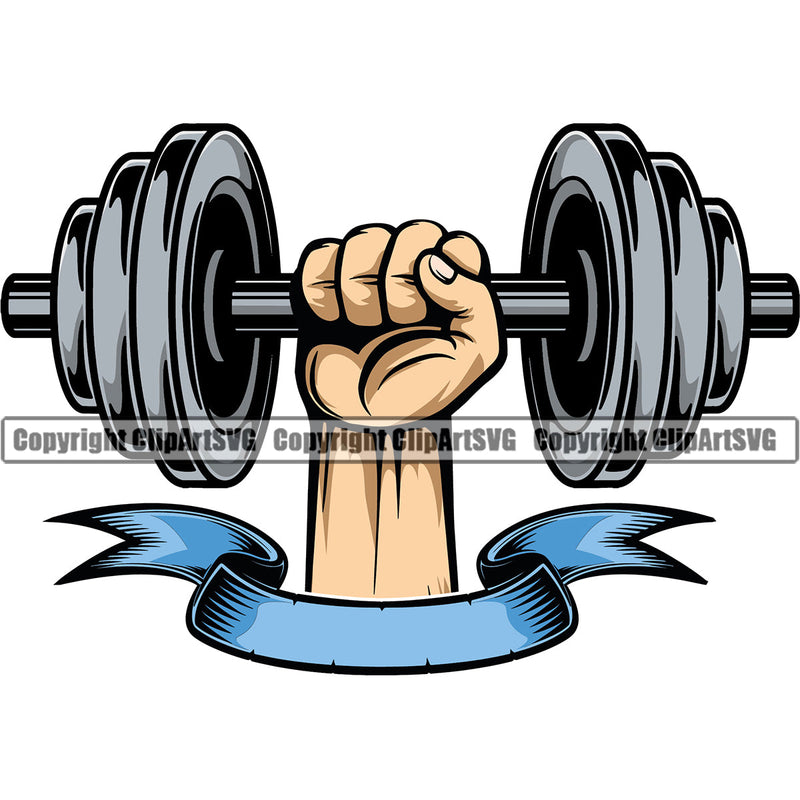 Bodybuilding Athlete Bodybuilder Fitness Trainer Gym Workout Training Muscle Sport Bodybuild Train Health Healthy Lifestyle Weightlifting Hand Holding Dumbbell Flex Weight Bar Fit Body Art Color Design Logo Clipart SVG