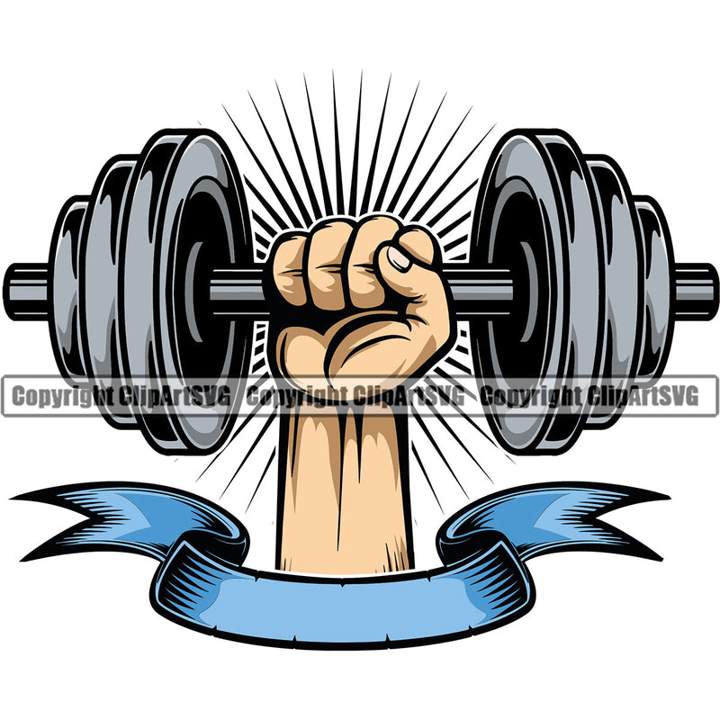 Bodybuilding Athlete Bodybuilder Fitness Trainer Workout Gym Training Muscle Sport Bodybuild Train Health Healthy Lifestyle Weightlifting Hand Holding Dumbbell Weight Bar Flex Fit Body Color Art Design Logo Clipart SVG
