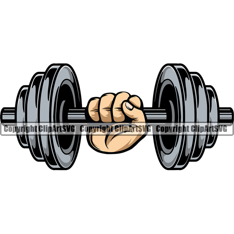 Bodybuilding Athlete Bodybuilder Fitness Trainer Gym Workout Training Muscle Sport Bodybuild Train Health Healthy Lifestyle Weightlifting Arm Holding Dumbbell Weight Bar Flex Fit Body Color Art Design Logo Clipart SVG