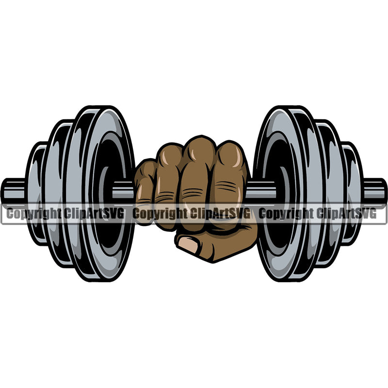 Bodybuilding Athlete Bodybuilder Fitness Trainer Gym Workout Training Muscle Sport Bodybuild Train Health Healthy Lifestyle Weightlifting Black Hand Holding Dumbbell Weight Bar Flex Fit Body Color Art Design Logo Clipart SVG