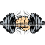 Bodybuilding Athlete Bodybuilder Fitness Trainer Gym Workout Training Muscle Sport Bodybuild Train Health Healthy Lifestyle Weightlifting Black Hand Holding Dumbbell With Sun Weight Bar Flex Fit Body White Art Design Logo Clipart SVG