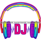 DJ Disc Jockey Music Vinyl Turntable Record Player Mixer Mixing Spin Spinning Scratch Scratching Album Club Sound Radio Dee Jay Stereo Beat Maker Headphones Text Color Art Design Logo Clipart SVG