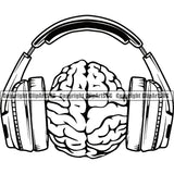 DJ Disc Jockey Music Vinyl Turntable Record Player Mixer Mixing Spin Spinning Scratch Scratching Album Club Sound Radio Jay Stereo Beat Maker Headphones Head Brain Wave Wireless Studio Headset Human Brain Concept Silhouette Art Design Logo Clipart SVG