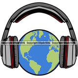 DJ Disc Jockey Music Vinyl Turntable Record Player Mixer Mixing Spin Spinning Scratch Scratching Album Club Sound Radio Dee Jay Stereo Beat Maker Headphones World Wave Wireless Bluetooth Studio Headset World Earth Concept Color Art Design Logo Clipart SVG