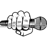 Microphone Mic Audio Equipment Music Sound Communication Karaoke Entertainment Studio Radio Voice Speech Sing Record Media Broadcast Vocalist Vocal Announcer Announce Hand Holding Hip Hop Rap Rapper Singer Color Art Design Logo Clipart SVG