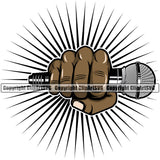 Microphone Black African American Hand Holding Mic Audio Equipment Music Sound Karaoke Entertainment Studio Radio Voice Speech Sing Record Media Broadcast Vocal Vocalist Announce Announcer Hip Hop Rapper Rap Singer Color Art Design Logo Clipart SVG
