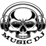 DJ Skull Skeleton Head Disc Jockey Music Vinyl Turntable Record Player Mixer Mixing Spin Spinning Scratch Scratching Album Club Sound Radio Dee Jay Stereo Beat Maker Deejay Hat Headphones Silhouette Art Design Logo Clipart SVG