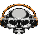 DJ Skull Skeleton Head Disc Jockey Music Vinyl Turntable Record Player Mixer Mixing Spin Spinning Scratch Scratching Album Club Sound Radio Dee Jay Stereo Beat Maker Deejay Hat Headphones Art Color Design Logo Clipart SVG