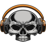 DJ Skull Skeleton Head Disc Jockey Music Vinyl Turntable Record Player Mixer Mixing Spin Spinning Scratch Scratching Album Club Sound Radio Dee Jay Stereo Beat Maker Deejay Hat Headphones Art Color Design Logo Clipart SVG