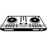 DJ Disc Jockey Music Vinyl Turntable Record Player Mixer Mixing Spin Spinning Scratch Scratching Album Club Sound Radio Dee Jay Stereo CD Compact Beat Maker Setup Modern Audio Silhouette Art Design Logo Clipart SVG
