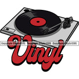 DJ Disc Jockey Music Vinyl Turntable Record Player Mixer Mixing Spin Spinning Scratch Scratching Album Club Sound Radio Dee Jay Stereo Plug Cord Cable Beat Maker Audio Color Art Design Logo Clipart SVG