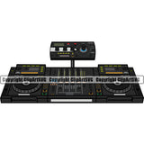 DJ Disc Jockey Music Vinyl Turntable Record Player Mixer Mixing Spin Spinning Scratch Scratching Album Club Sound Radio Dee Jay Stereo Beat Maker Setup Audio Modern CD Compact Color Art Design Logo Clipart SVG