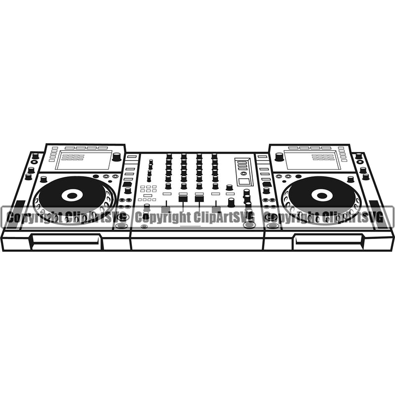 DJ Disc Jockey Music Vinyl Turntable Record Player Mixer Mixing Spin Spinning Scratch Scratching Album Club Sound Radio Dee Jay Stereo Beat Maker Setup Modern Audio CD Compact Art Silhouette Design Logo Clipart SVG
