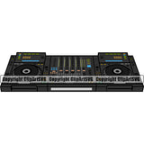 DJ Disc Jockey Music Vinyl Turntable Record Player Mixer Mixing Spin Spinning Scratch Scratching Album Club Sound Radio Dee Jay Stereo Beat Maker Setup Modern Audio CD Compact Art Color Design Logo Clipart SVG