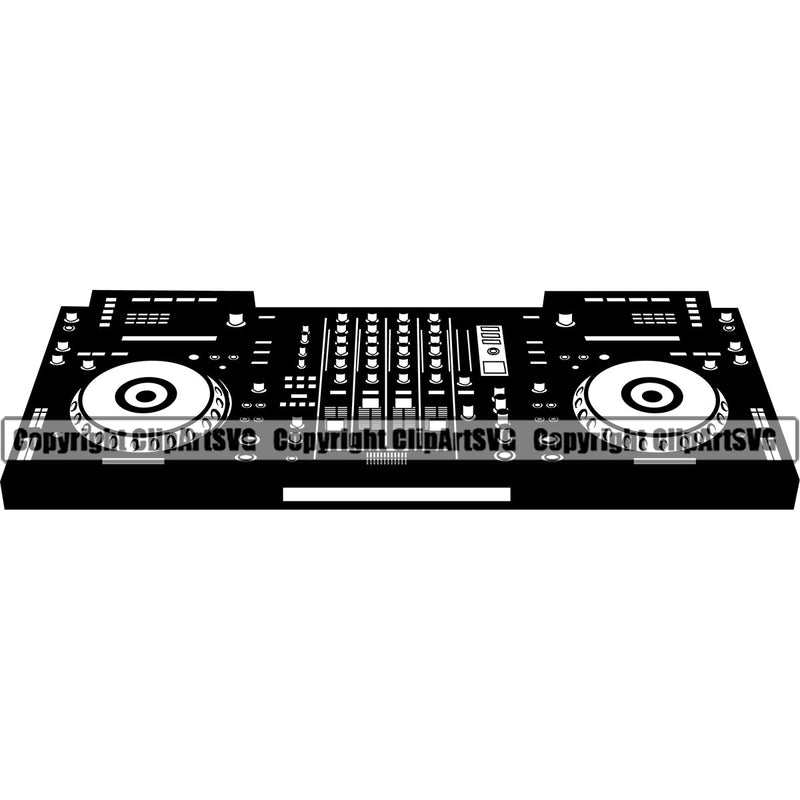 DJ Disc Jockey Music Vinyl Turntable Record Player Mixer Mixing Spin Spinning Scratch Scratching Album Club Sound Radio Dee Jay Stereo Beat Maker Setup CD Compact Modern Audio Art Silhouette Design Logo Clipart SVG
