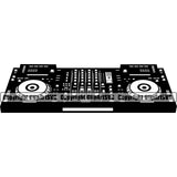 DJ Disc Jockey Music Vinyl Turntable Record Player Mixer Mixing Spin Spinning Scratch Scratching Album Club Sound Radio Dee Jay Stereo Beat Maker Setup CD Compact Modern Audio Art Silhouette Design Logo Clipart SVG