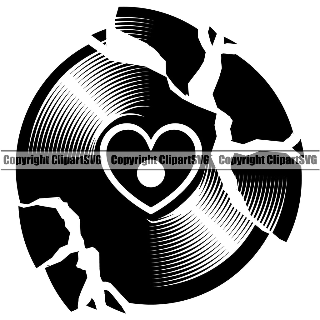 DJ Disc Jockey Music Vinyl Record Breaking Apart Broken Explode Exploding Turntable Record Player Mixer Mixing Spin Spinning Scratch Scratching Album Club Sound Radio Dee Jay Stereo Beat Maker Night Life Silhouette Art Design Logo Clipart SVG