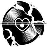 DJ Disc Jockey Music Vinyl Record Breaking Apart Broken Explode Exploding Turntable Record Player Mixer Mixing Spin Spinning Scratch Scratching Album Club Sound Radio Dee Jay Stereo Beat Maker Night Life Silhouette Art Design Logo Clipart SVG