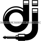 DJ Disc Jockey Music Vinyl Turntable Record Player Mixer Mixing Spin Spinning Scratch Scratching Album Club Sound Radio Dee Jay Stereo Beat Maker Audio Plug Cord Cable Silhouette Art Design Logo Clipart SVG