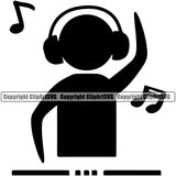 DJ Disc Jockey Music Vinyl Turntable Record Player Mixer Mixing Spin Spinning Scratch Scratching Album Club Sound Radio Dee Jay Stereo Beat Maker Icon Character Audio Art Color Design Logo Clipart SVG
