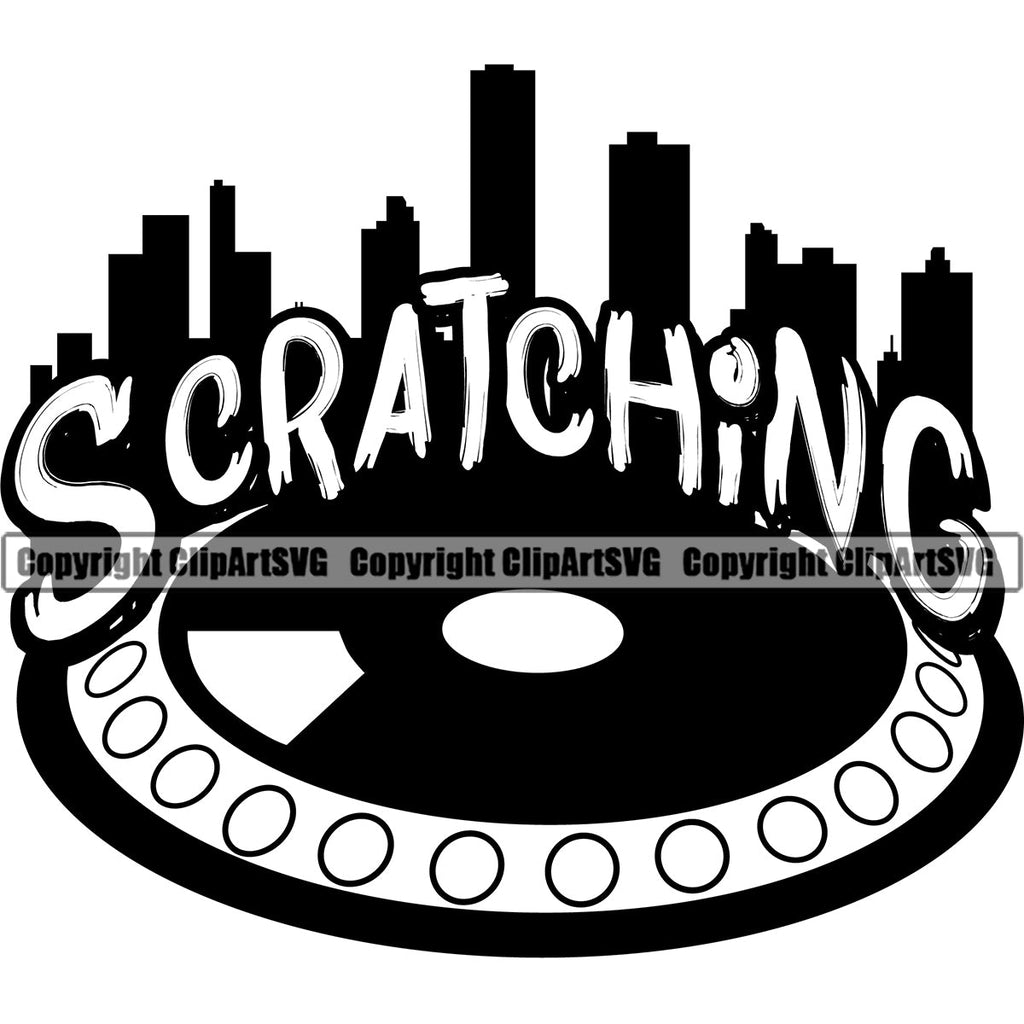 DJ Disc Jockey Music Vinyl Turntable Record Player Mixer Mixing Spin Spinning Scratch Scratching Album Club Sound Radio Dee Jay Stereo Beat Maker City Scratching Audio Silhouette Art Design Logo Clipart SVG