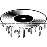 DJ Disc Jockey Music Vinyl Turntable Record Player Mixer Mixing Spin Spinning Scratch Scratching Album Club Sound Radio Dee Jay Stereo Beat Maker Dripping Drip Silhouette Art Design Logo Clipart SVG