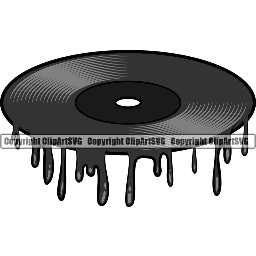 DJ Disc Jockey Music Vinyl Turntable Record Player Mixer Mixing Spin Spinning Scratch Scratching Album Club Sound Radio Dee Jay Stereo Beat Maker Dripping Drip Art Color Design Logo Clipart SVG
