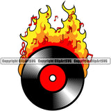 DJ Disc Jockey Music Vinyl Turntable Record Player Mixer Mixing Spin Spinning Scratch Scratching Album Club Sound Radio Dee Jay Stereo Beat Maker Hot Hit Fire Flame Notes Night Py Color Art Design Logo Clipart SVG