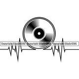 DJ Disc Jockey Music Vinyl Turntable Record Player Mixer Mixing Spin Spinning Scratch Scratching Album Club Sound Radio Dee Jay Stereo Beat Maker Heartbeat Ekg Machine Night Life Art Color Design Logo Clipart SVG