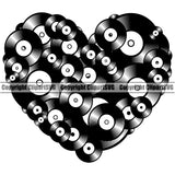 DJ Disc Jockey Music Vinyl Turntable Record Heart Player Mixer Mixing Spin Spinning Scratch Scratching Album Club Sound Radio Dee Jay Stereo Beat Maker He Love Night Py Silhouette Art Design Logo Clipart SVG