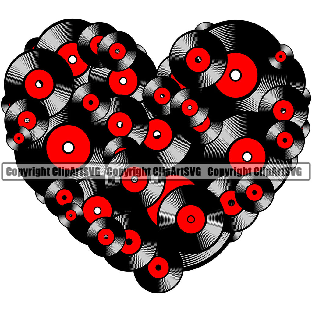 DJ Disc Jockey Music Vinyl Turntable Record Heart Player Mixer Mixing Spin Spinning Scratch Scratching Album Club Sound Radio Dee Jay Stereo Beat Maker He Love Night Py Color Art Design Logo Clipart SVG