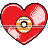 DJ Disc Jockey Music Vinyl Heart Love Turntable Record Player Mixer Mixing Spin Spinning Scratch Scratching Album Club Sound Radio Dee Jay Stereo Beat Maker Night Life Art Color Design Logo Clipart SVG