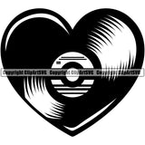 DJ Disc Jockey Music Vinyl Heart Love Turntable Record Player Mixer Mixing Spin Spinning Scratch Scratching Album Club Sound Radio Dee Stereo Jay Beat Maker Night Life Art Silhouette Design Logo Clipart SVG