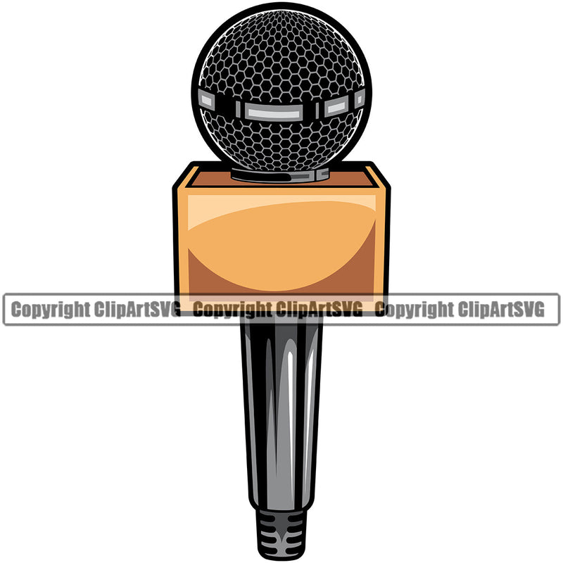 Microphone Mic Audio Equipment Music Sound Communication Karaoke Entertainment Studio Radio Voice Speech Sing Record Media Broadcasting Concert Broadcast Vocal Vocalist Announce Announcer Breaking News Tv Color Art Design Logo Clipart SVG