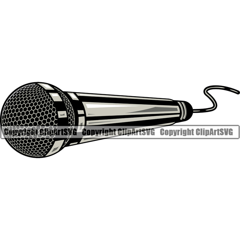Microphone Mic Audio Equipment Music Sound Communication Karaoke Entertainment Studio Radio Voice Speech Sing Record Media Broadcasting Concert Broadcast Vocal Vocalist Announce Announcer News Tv Old Retro Element Color Art Design Logo Clipart SVG