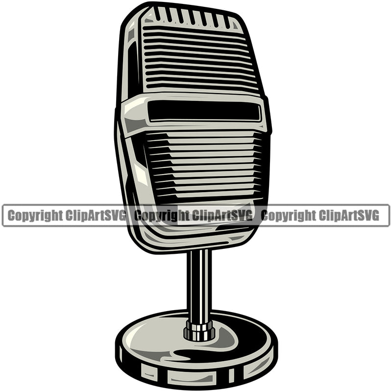 Microphone Mic Audio Equipment Music Sound Communication Karaoke Entertainment Studio Radio Voice Speech Sing Record Media Broadcasting Broadcast Concert Vocal Vocalist Announce Announcer News Tv Old Retro Element Color Art Design Logo Clipart SVG